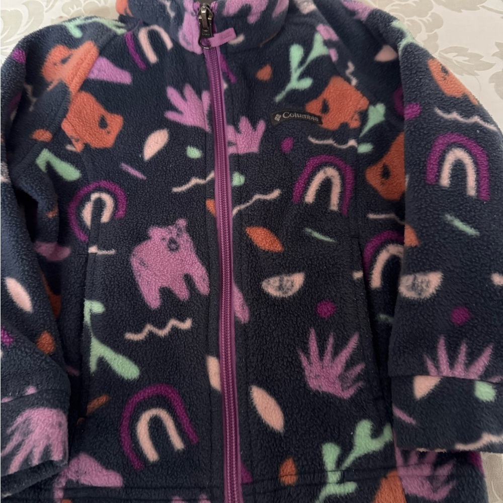 Columbia Kids' 3T Fleece Jacket with Colorful Animals and Rainbow Pattern